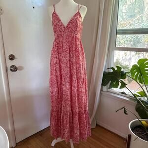 Zara Pink and white maxi dress with adjustable straps